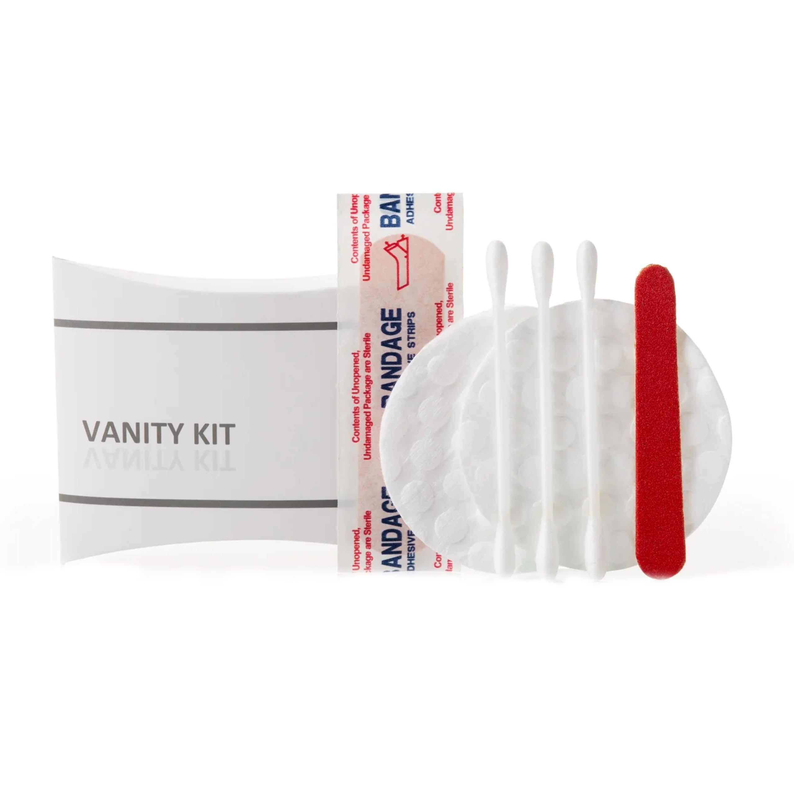 World Amenities Necessities Grooming Vanity Kit | Hotel Amenities | Includes Sewing Kit, Nail File, Cotton Swabs, 2 Cotton Rounds and Band-Aid | Pack of 25 Kits