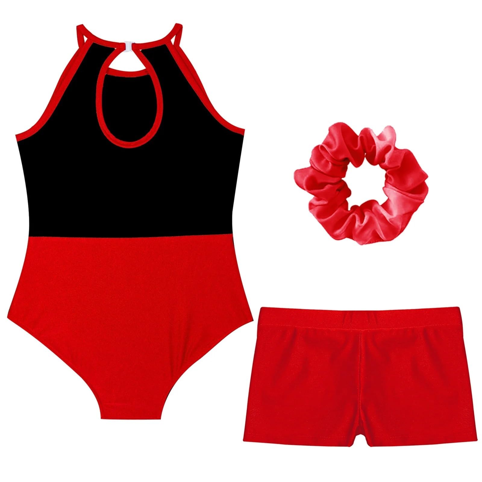 Maillot Gimnasia Ritmica Leotardo sin Mangas de Gimnasia de Ballet for niñas con Pantalones Cortos, Trajes de Entrenamiento Deportivos de Baile de 2 Piezas(Pink,8)