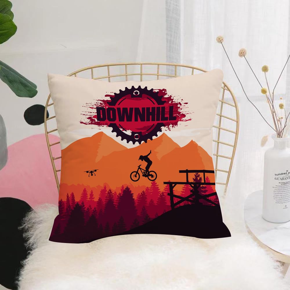 Hyosxw Mountain Biking. Downhill Freeride Extreme S - A9 Cushion Cover,Throw Pillow Case Home Decorative For Living Room Bedroom Sofa Chair 18X18 Inch,Mountain Biking. Downhill Freeride Extreme Sport.,Pillowcase 45X45cm