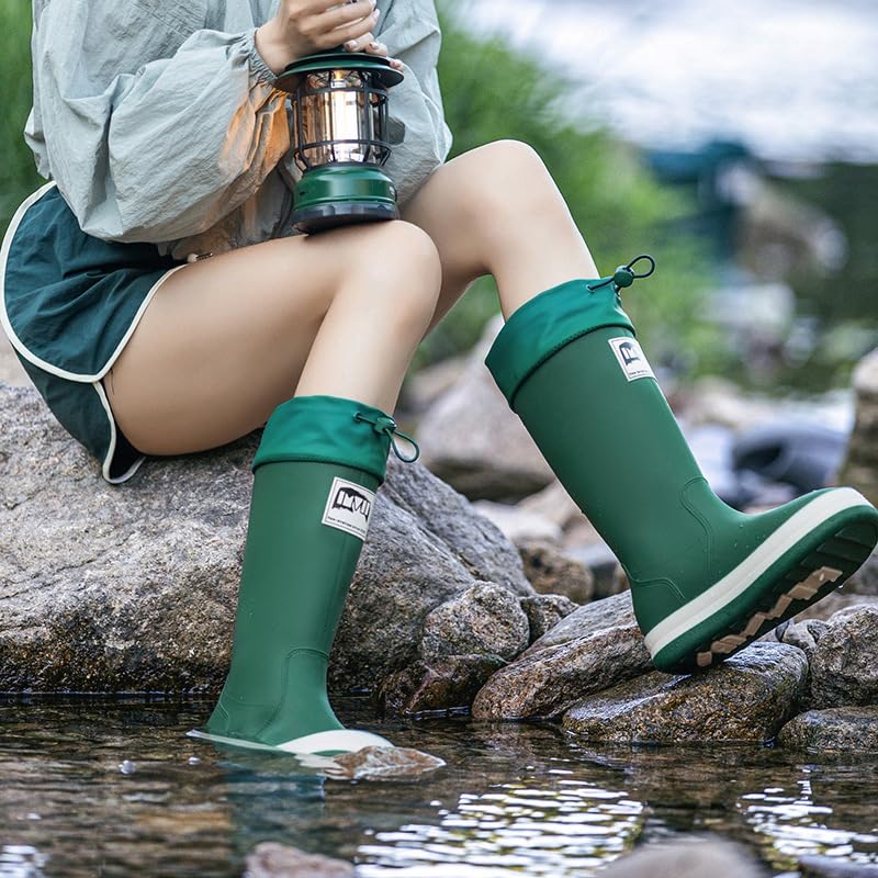 Unisex Waterproof Rain Boots for Outdoor Camping, High-Cut PVC Anti-Slip Shoes with Thick Sole - Fashionable & Durable3