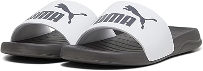 PUMA Unisex Adult's Popcat 20 Sandal, White/Dark Coal, 9.5 US Womens/8 US Mens
