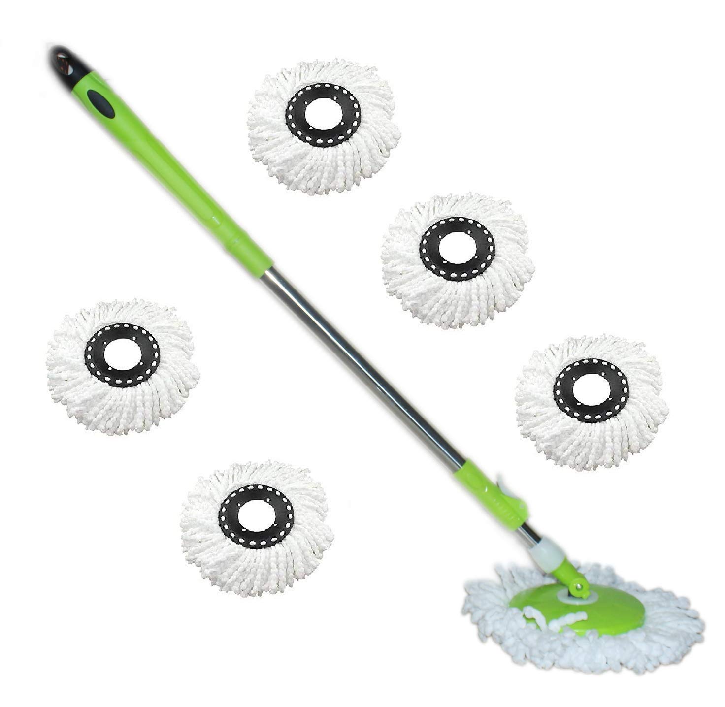 JSN 360 Degree Rotating Stainless Steel Mop Stick Rod Floor Cleaning Accessories with 6 Microfiber Refill (Green) (B08WKBM985) Amazon Price History, Amazon Price Tracker