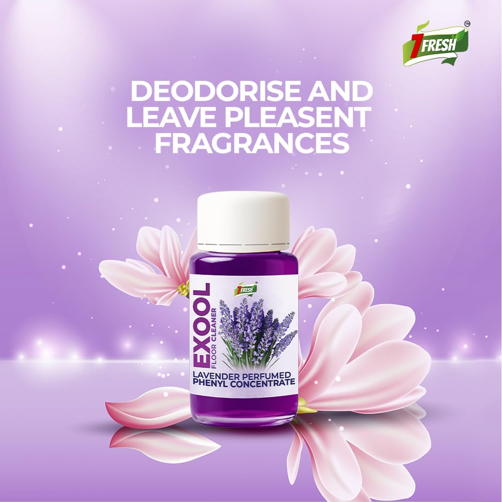 7Fresh Exool Floor Cleaner Perfumed Phenyl Concentrate Liquid (Combo Pack of 5 JASMINE+ROSE+LAVENDER+SANDAL+LEMONGRASS) MAKES 5 LITRE OF THICK PHENYL (1 Bottle Makes 1 Liter) Pine Based 2