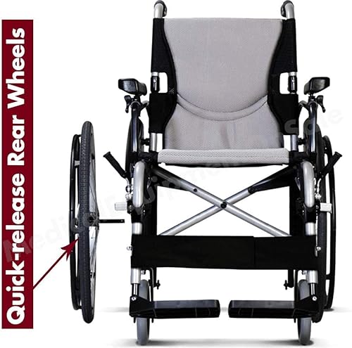 Vista 8 de Karman Healthcare S-305 Silla de ruedas ergonómica ultraligera de 29 libras con reposapiés extraíble y ruedas de liberación rápida, color plateado