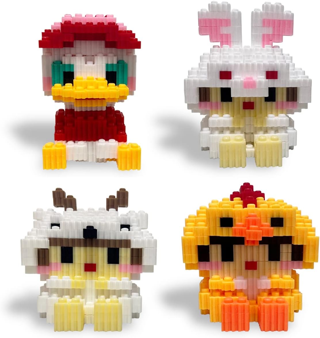 Pinkiwine 4 Pack Easter Building Block Toys for Kids Boys Girls Teens Easter Basket Stuffers Gifts