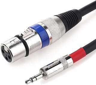 MOBOREST XLR to 3.5mm Microphone Cable XLR Splitter, XLR Female to 3.5mm 1/8 Male TRS Stereo Mini Jack AUX Interconnect Cord Audio Mic Cable (5Feet)