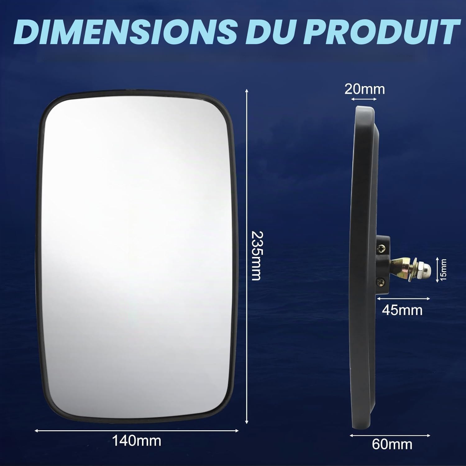 Biqing 1PCS Miroir De Chariot élévateur,360 ° Réglable Rétroviseur de Chariot élévateur Rétroviseur Latéral Camion (4 5/8"x8") pour Camion/Pelleteuse/Tracteur/Engins De Chantier