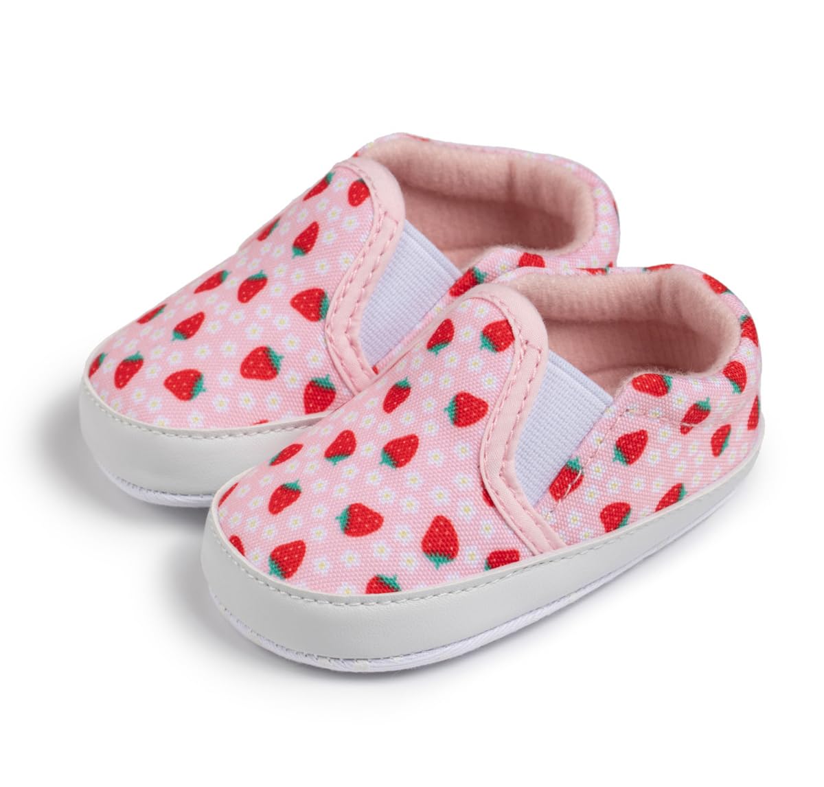 LONSOEN Baby Girls Canvas Loafers Strawberry Infant Toddler Prewalk First Walking Shoes,BAY258 Strawberry 0-6 Months