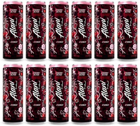 Alani Cherry Bomb Energy Drink, Sugar Free, Low Calorie Energy Drinks, 12 Fl Oz Cans (12 Pack)