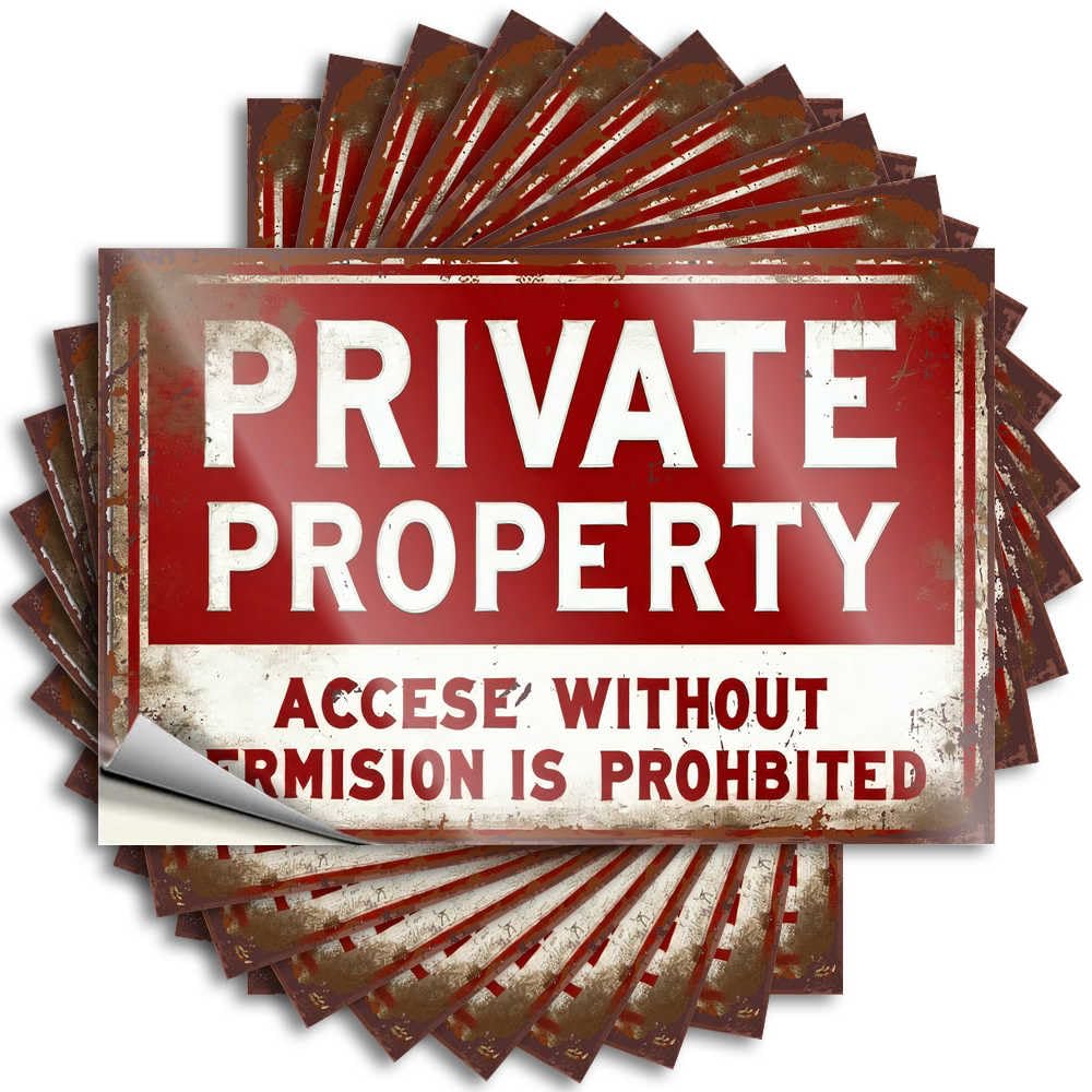 Fzfn Colour Waterproof Hard Decals - Private Property: Unauthorized Access Forbidden Sign Books Durable Sticker Easy Apply For Darts Decor(6X9cm)
