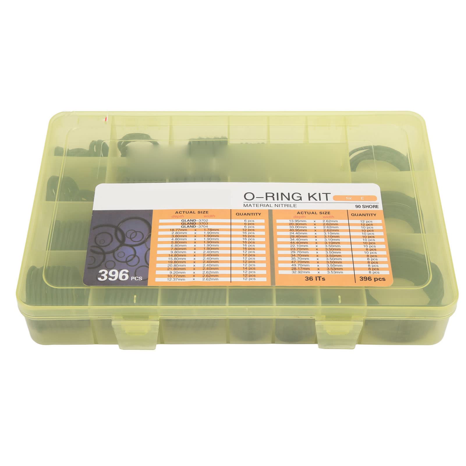 Automotive AC O Rings Kit,Kit de juntas tóricas universales,396 piezas Kit de juntas tóricas universales Gland 3702 AC Surtido Juego de juntas tóricas de goma para