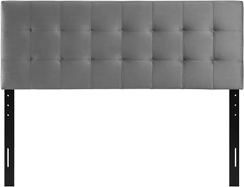 Miniatura 4 de Modway Lily Queen - Cabecera capitoné de terciopelo de alto rendimiento Biscuit, gris