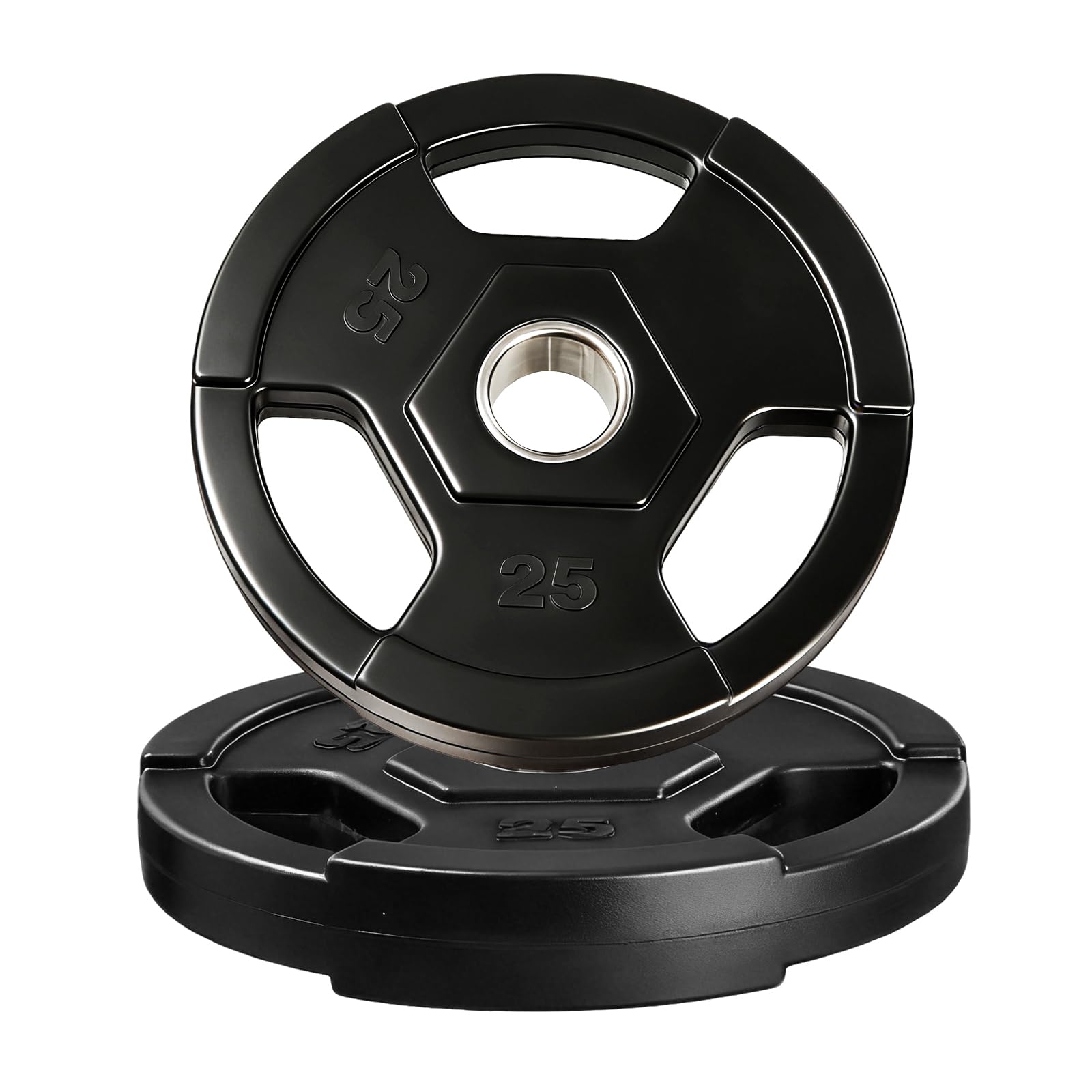 Garvee Discos Olímpicos de Caucho - Placas de hierro fundido silenciosas para musculación y gimnasio en casa, protección del suelo, adecuadas para barras olímpicas - Par de 2 x 10 lbs