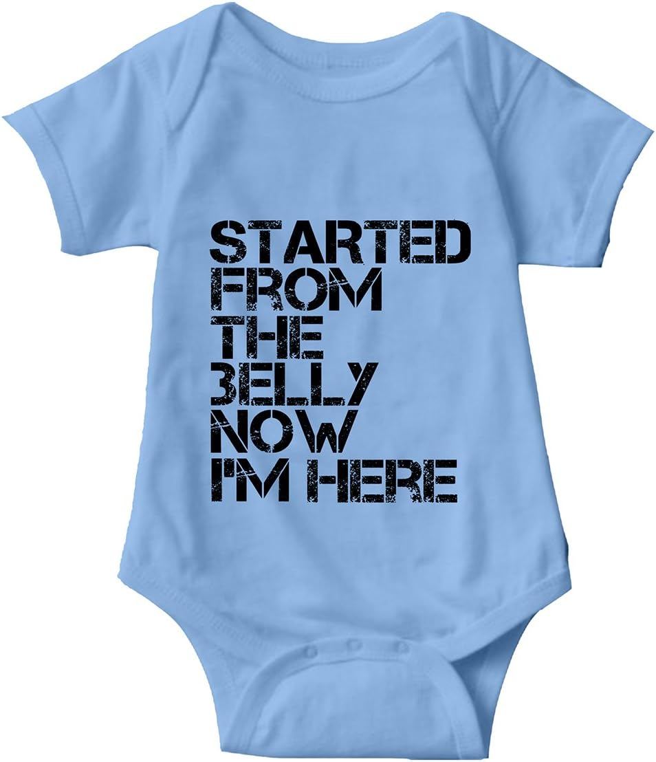 Sarcastic ME Started from The Belly Now I'm Here Unisex Infant Onesie Funny Hilarious Baby Gift