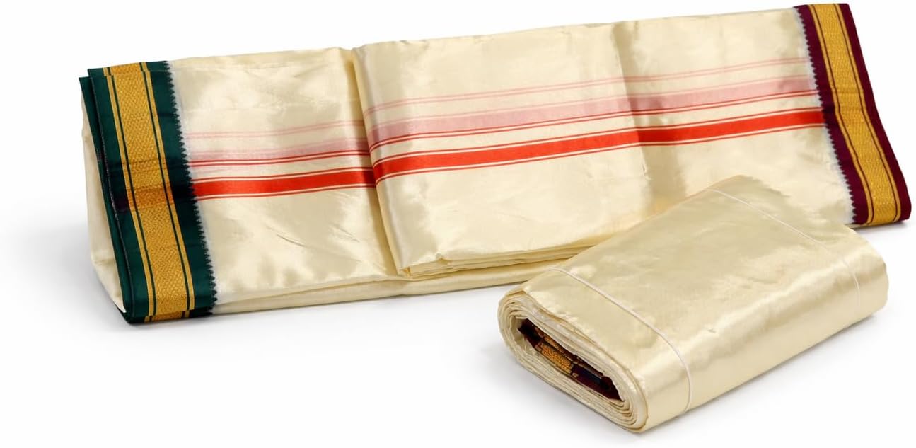 Swetha's Fashion Collections Pure Silk Traditional Pancha Dhoti for Men, South Indian Wear for Festivals and Pooja, 8x4 Size