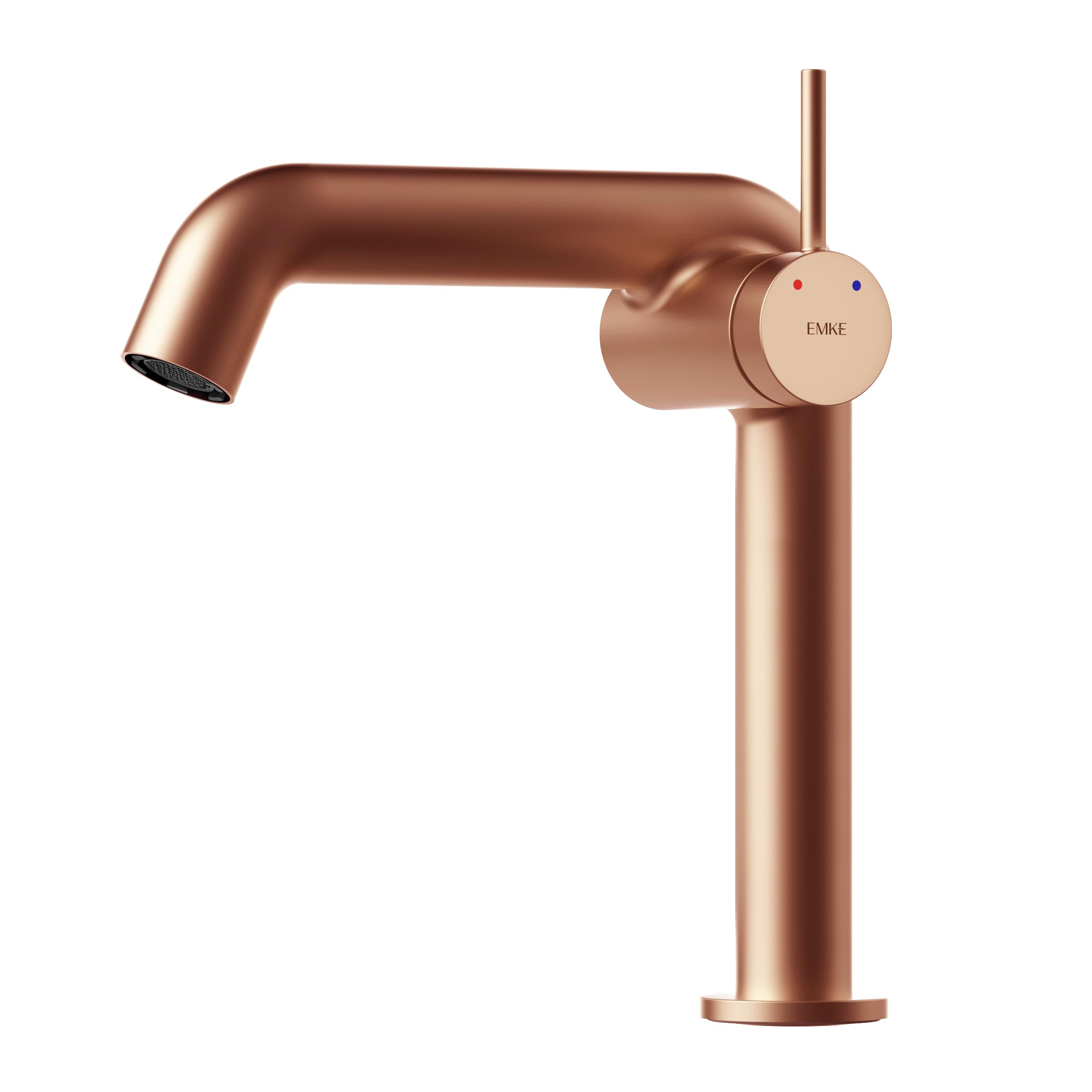 EMKE - Mezclador monomando de latón, oro rosa, 222 x 200 x 76 mm | Grifo de baño,Instalación sencilla,Grifo de lavabo,Cartucho de cerámica