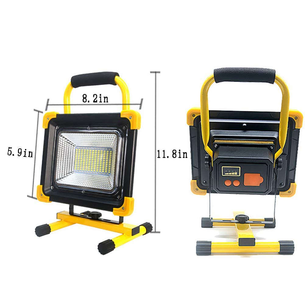 Reflector LED recargable, reflector portátil inalámbrico, 600 W, 180 LED, 8000 lm, control remoto de luces de trabajo, puerto de carga USB, batería incorporada de 23880 mAh, luz de emergencia, (16/2