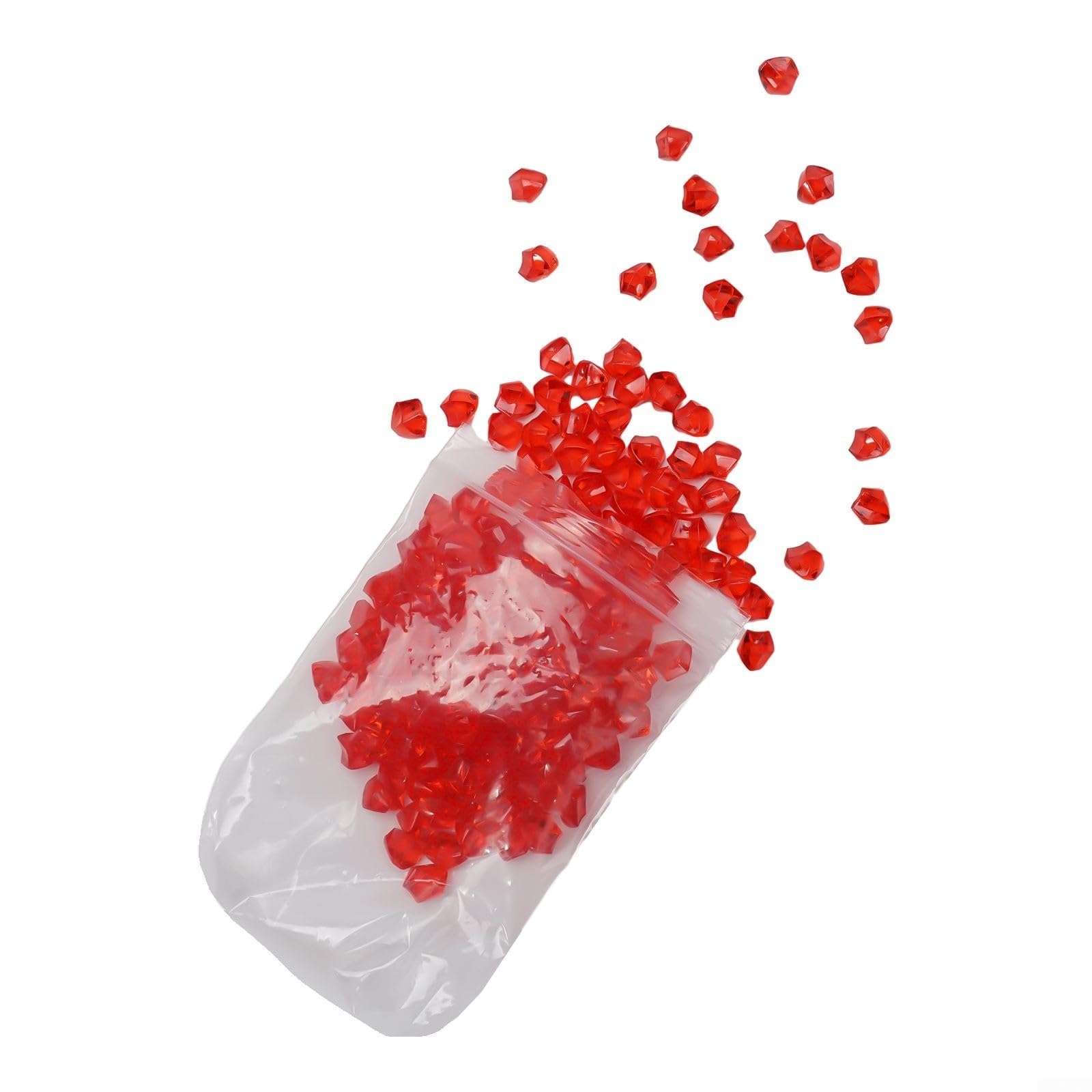 Zeroupshop 200pcs Acrylic Gem Stones 6x9mm Ice Rocks for Wedding Table Scatter Vase Fish Tank Decoration FOR COLORful Plastic Crystals Party Venue Ornaments(Red)