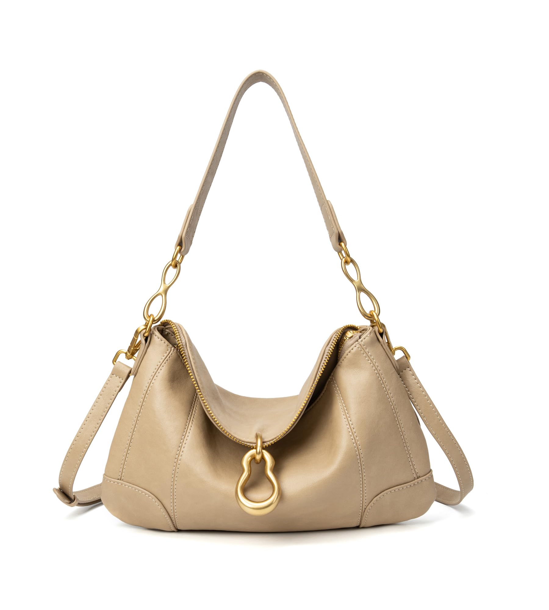 KingTo Small Hobo Shoulder Bag for Women, Retro Metal Pendant Satchel Purse