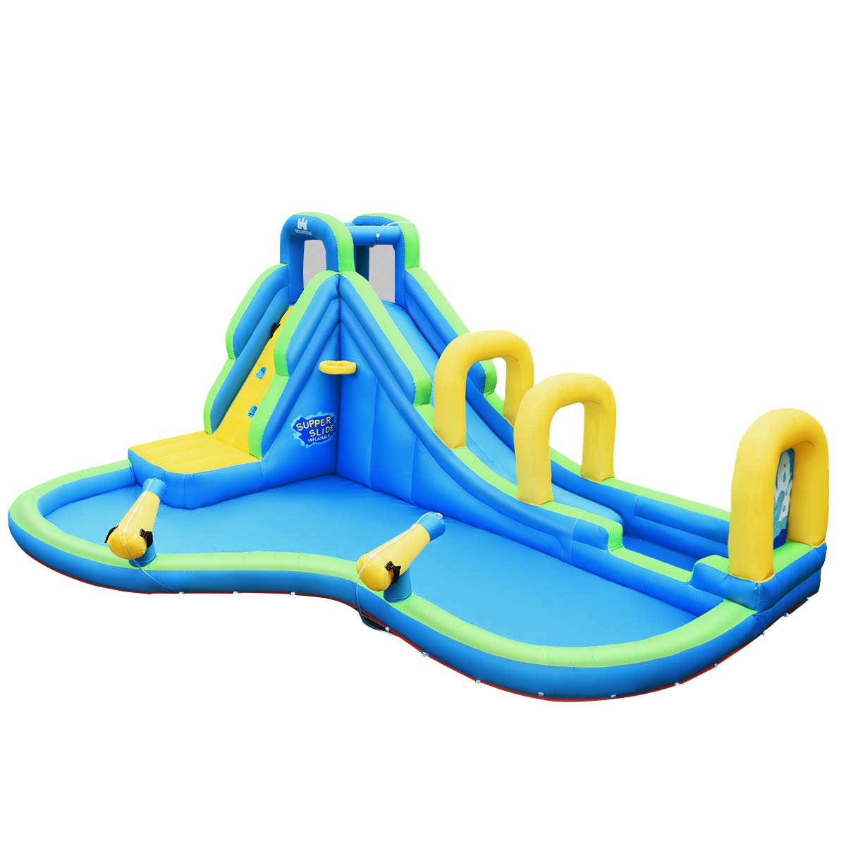 HONEY JOY Inflatable Water Slides, Kids Jumping Bounce House w/2 Water