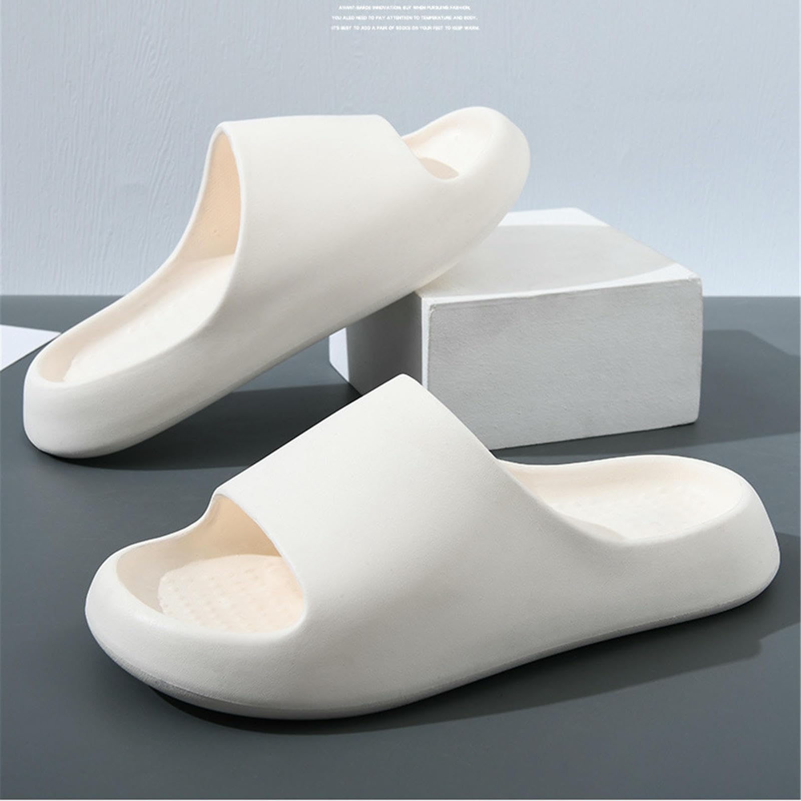 Claquette Hommes Eva Couple Pantoufles Non Glissées Épaissies D'extérieur Usure des Tongs Intérieurs D'été Sandales De Merde Merde-blanc-44-45