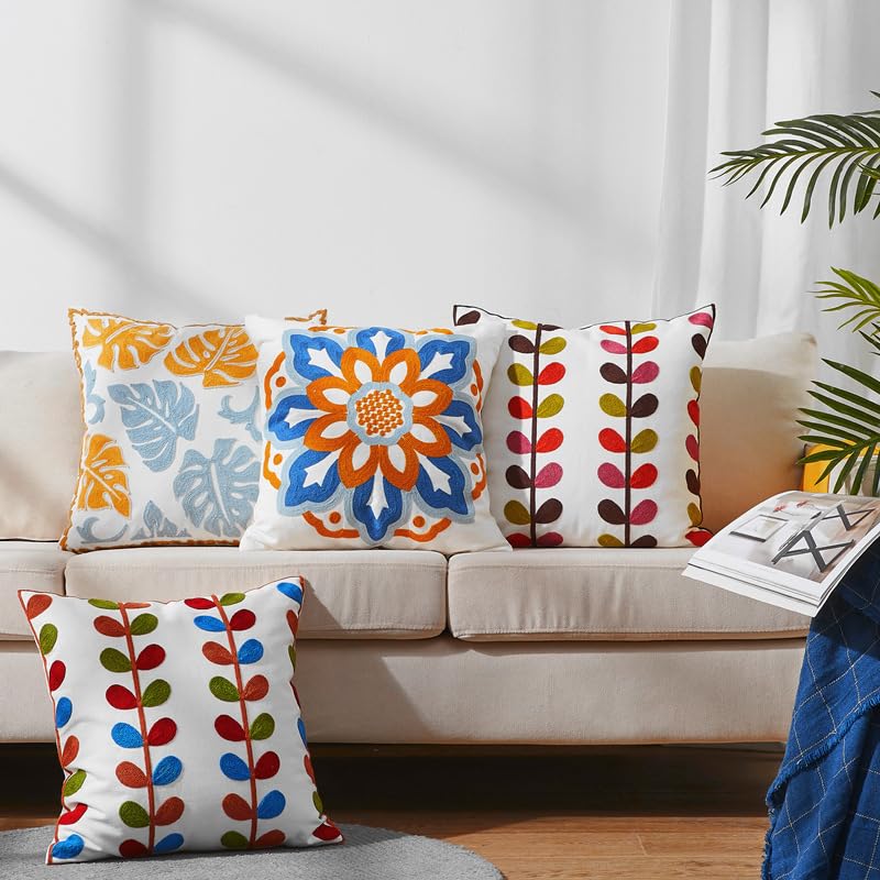 1/2 szt. haftowane kwiaty boho poszewki na poduszki 45 x 45 cm sielankowe kwadratowe lniane poszewki na poduszki 50 x 50 cm rustykalna poszewka na poduszkę na sofę wewnątrz