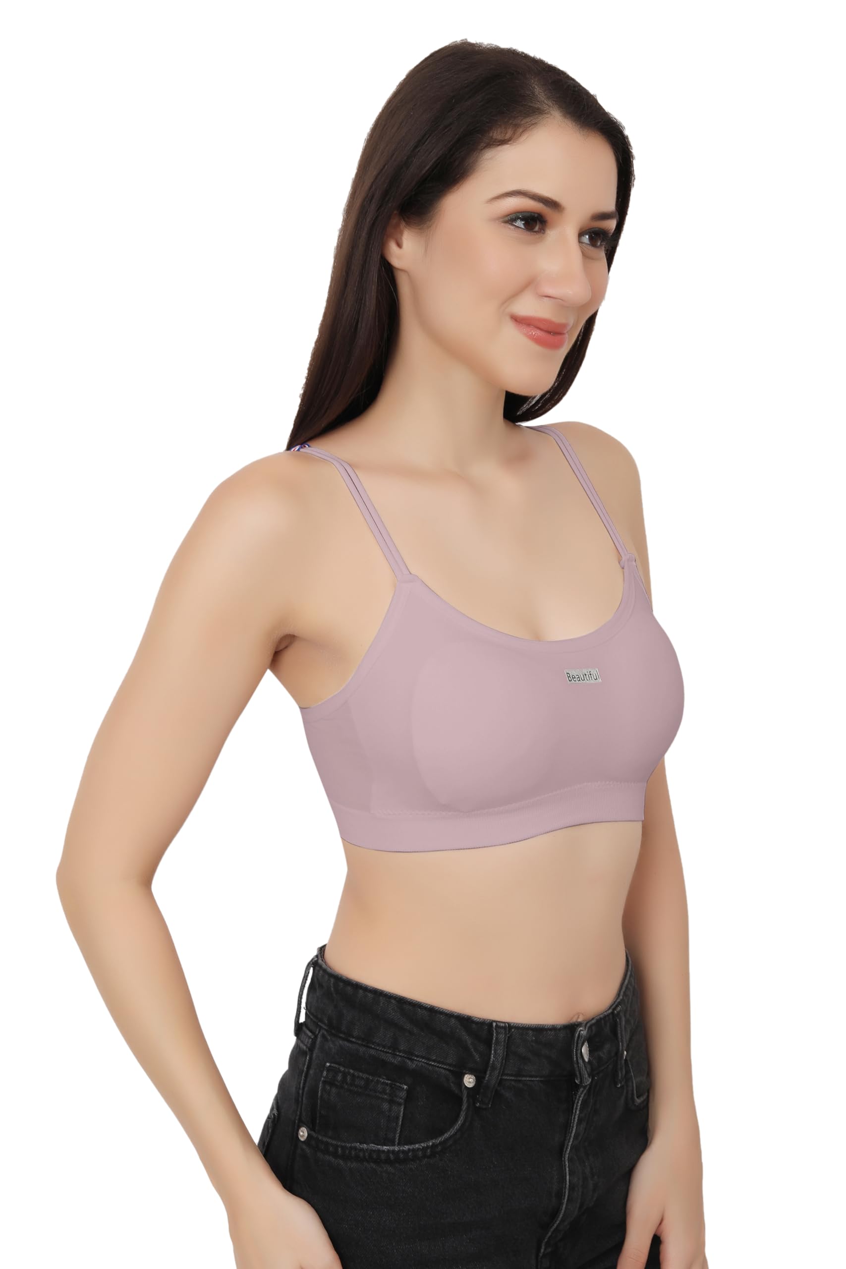 T-Shirt Sports Bra with Removable Padding - Full Coverage, Stretchable Cotton, Free-image-18