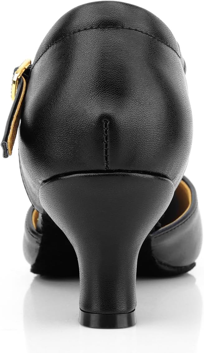 Women's Latin Ballroom Dancing Heels Wedding Pumps T-Strap Character Shoes - Image 9
