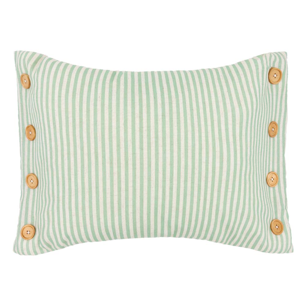 KINGROSE Green Stripes Buttons Decorative Accent Throw Pillow Cover Linen Pillow Case Sham Cushion Cover for Home Deor 16 x 20 Inches