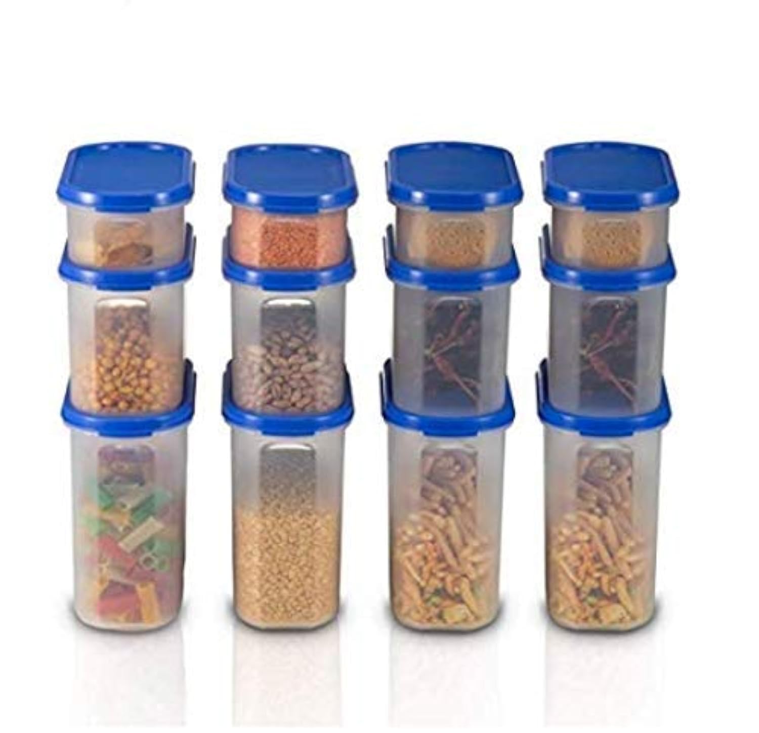 Cutting EDGE Modular Airtight Kitchen Storage Container Set with Plain Lid 1800ml x 4, 1200ml x 4, 525ml x 4 (Peppy Blue, Set of 12) (B0845ZT8LL) Amazon Price History, Amazon Price Tracker