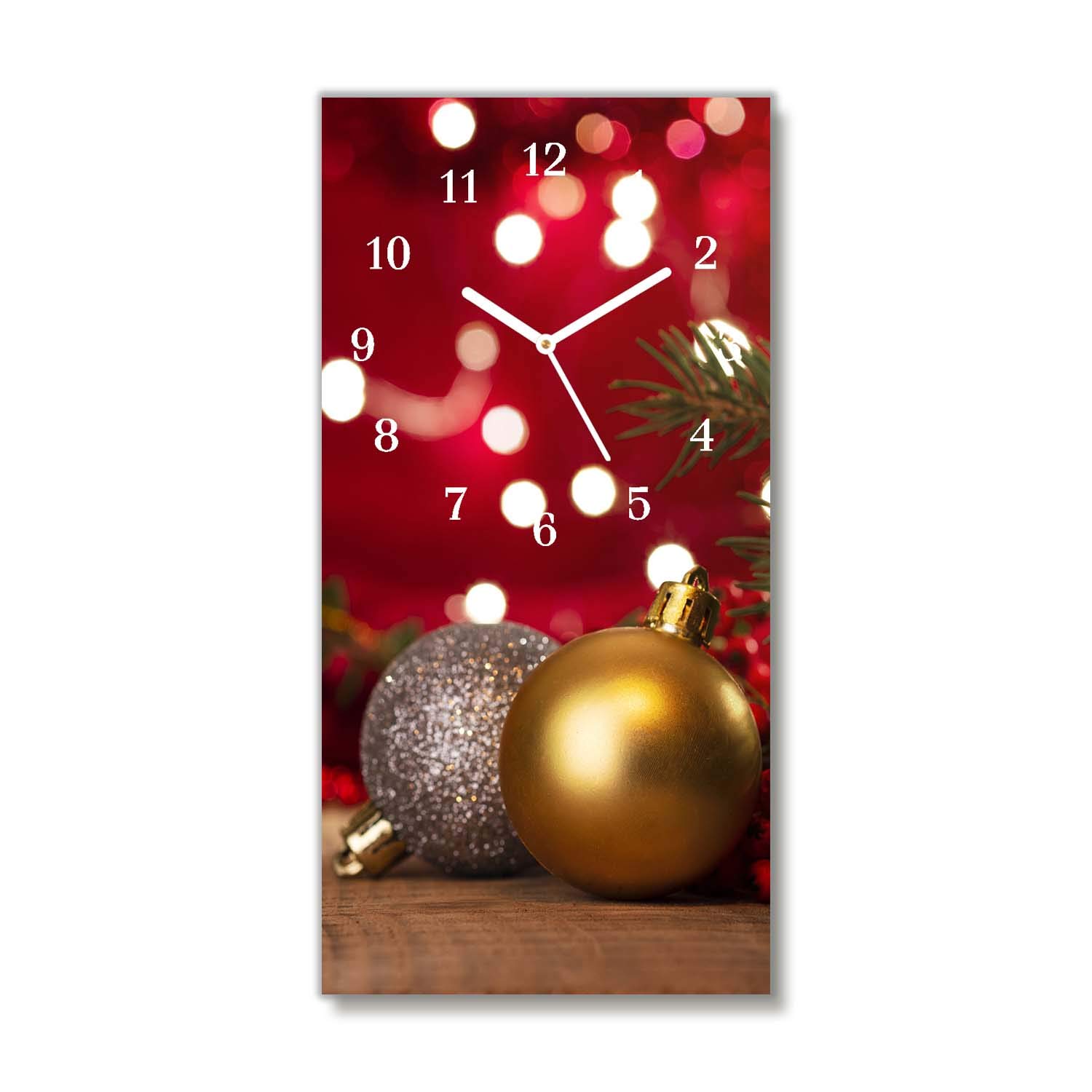 Horloge murale 30x60 cm en verre trempé Tulup motif Arbre de Noël