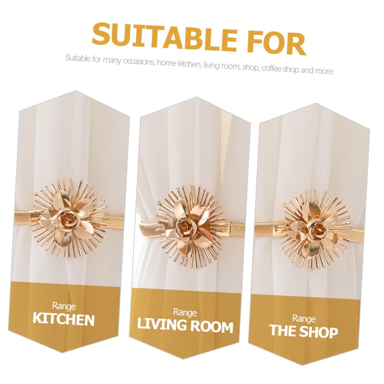 Abaodam 6stücke Flexible Metall Gardinen Raffhalter Mit Blüten-Design Moderne Vorhang Halterungen Für Eleganten Und Büro Goldene Farbgestaltung