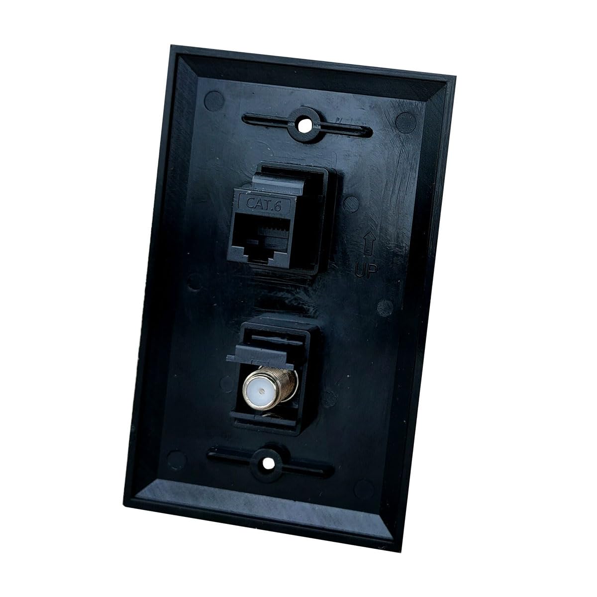 Ethernet Koax-Wandplatte schwarz – Cat6 RJ45 Koax Netzwerk Wandplatte Buchse auf Buchse – 1 CAT6-Stecker + 1 TV-Koax-Kabel/F-Stecker