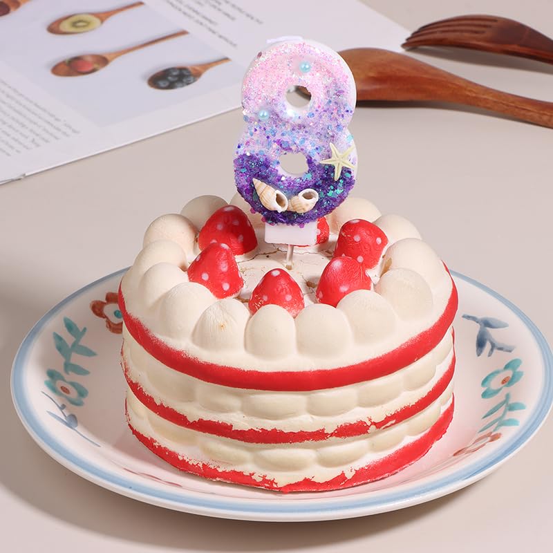 7,5 Cm Geburtstagszahlen Kerzen, Blaue Zahlenkerzen Für Torte Muschel