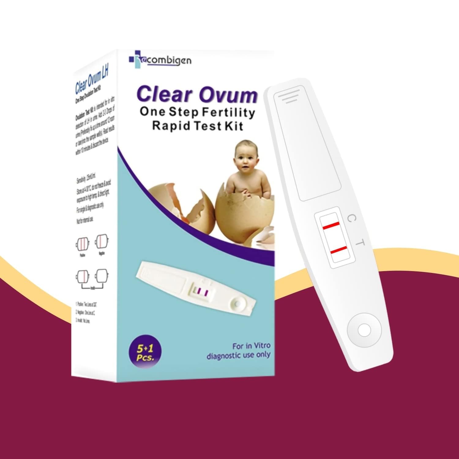 Clear Ovum Ovulation Kit, One Step Fertility Test Kit, Ovulation Kit For Women, 5 Ovulation card plus 1 Pregnancy test card in 1 pack. 5 Pack Combo-image-39