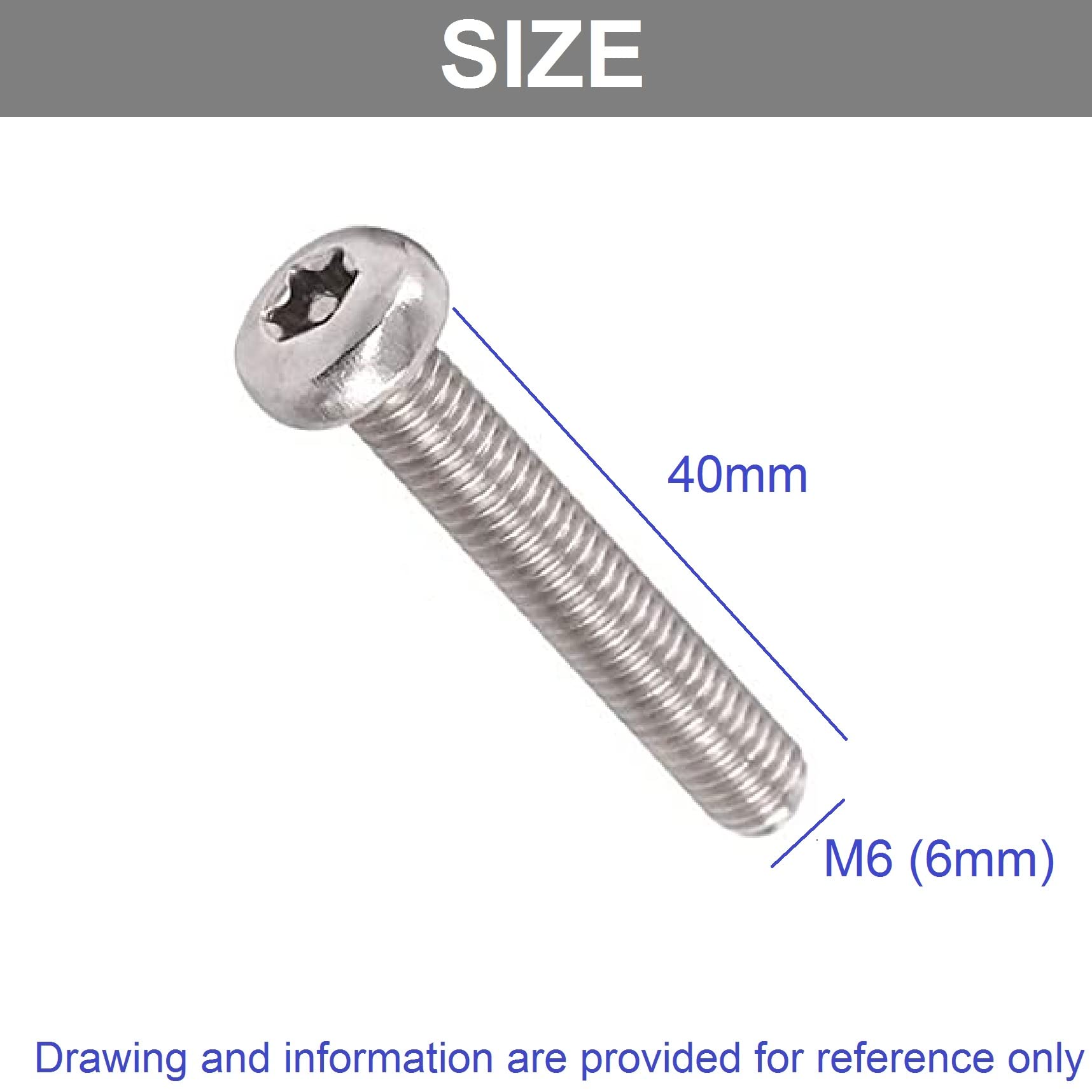 TERF® M6 X 40mm Pan Head Security Torx Machine Screws M6 (6mm) X 40mm Tamper Resistant Torx Socket Pan Head Machine Screws (Bolt) - Image 4