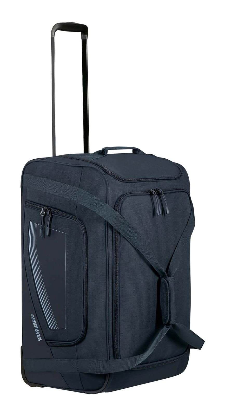 American Tourister City Racer - Reisetasche mit Rollen 68 cm, 98 L - Viel Stauraum & Separates Schuhfach - Wasserabweisend, Mehrere Griffe, Robust - Blau (Navy)