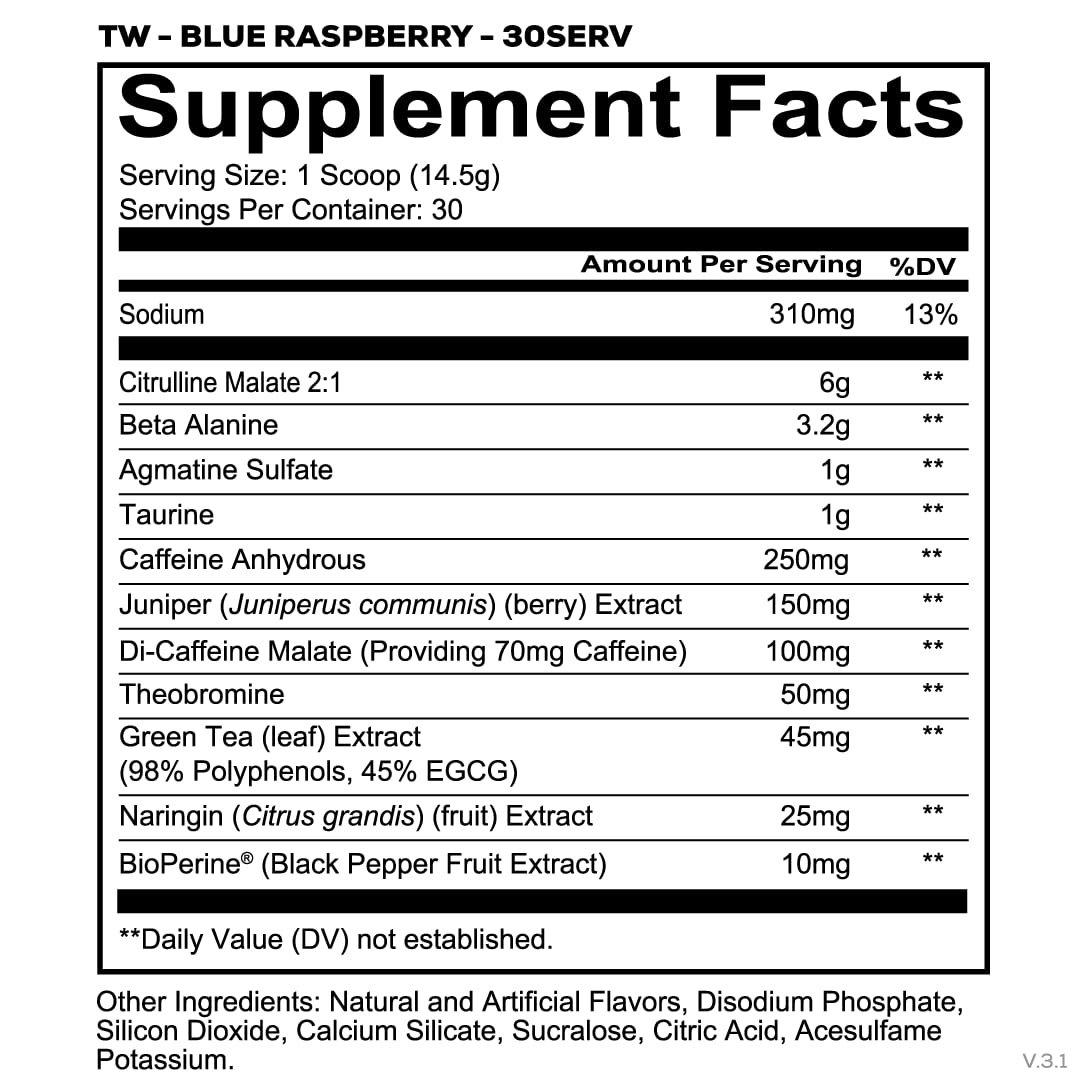 REDCON1 Total War Pre Workout Powder | Blue Raspberry | 320mg Caffeine + Citrulline Malate + Beta Alanine (30 Servings) — Amazon image 2