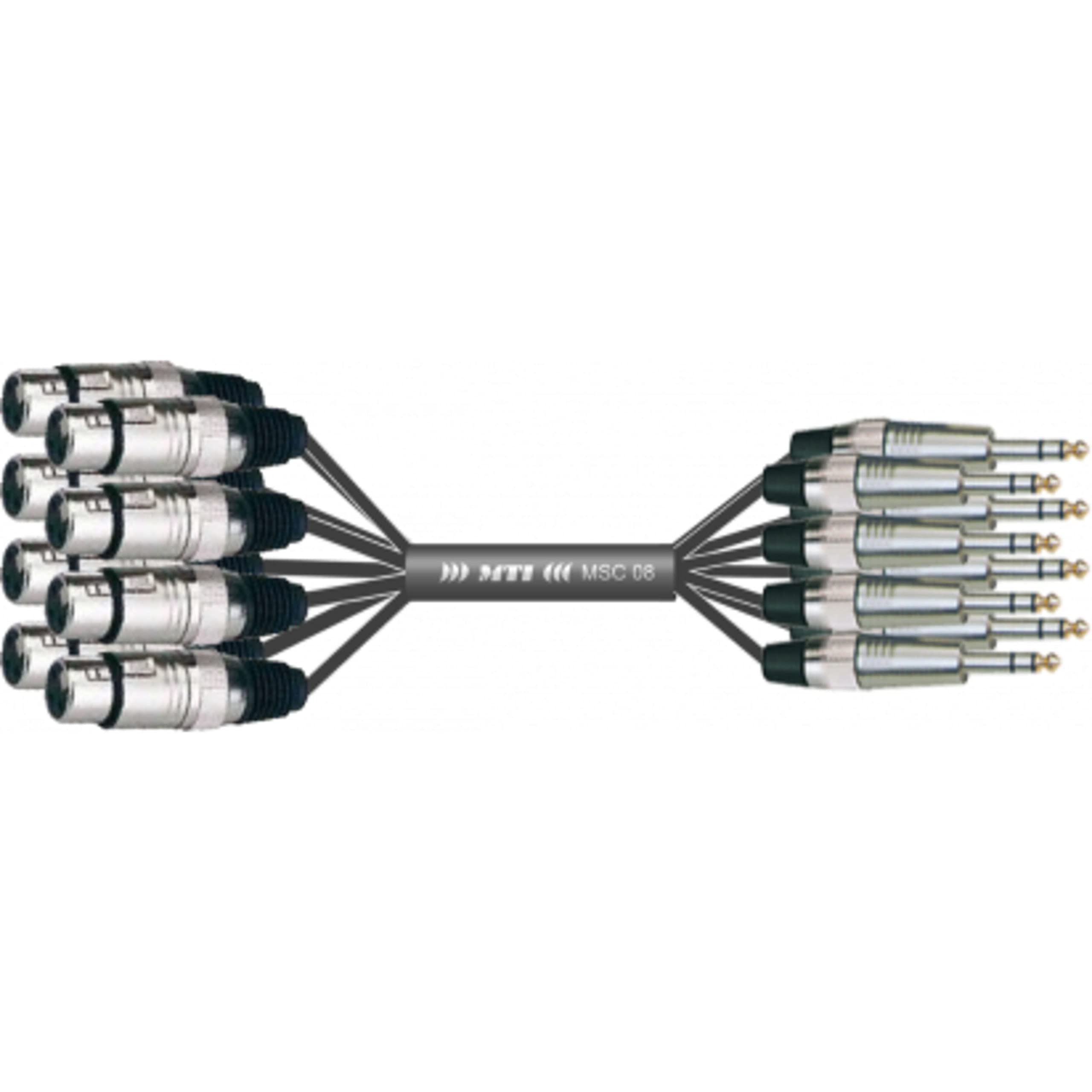 MUSIC STORE Studio Multicore/Eco 8, 1.5m XLR-Kl, Analoge Multicore Kabel, 8 Symmetrische Leitungen, MTI Tour-Line Stecker, Schwarz