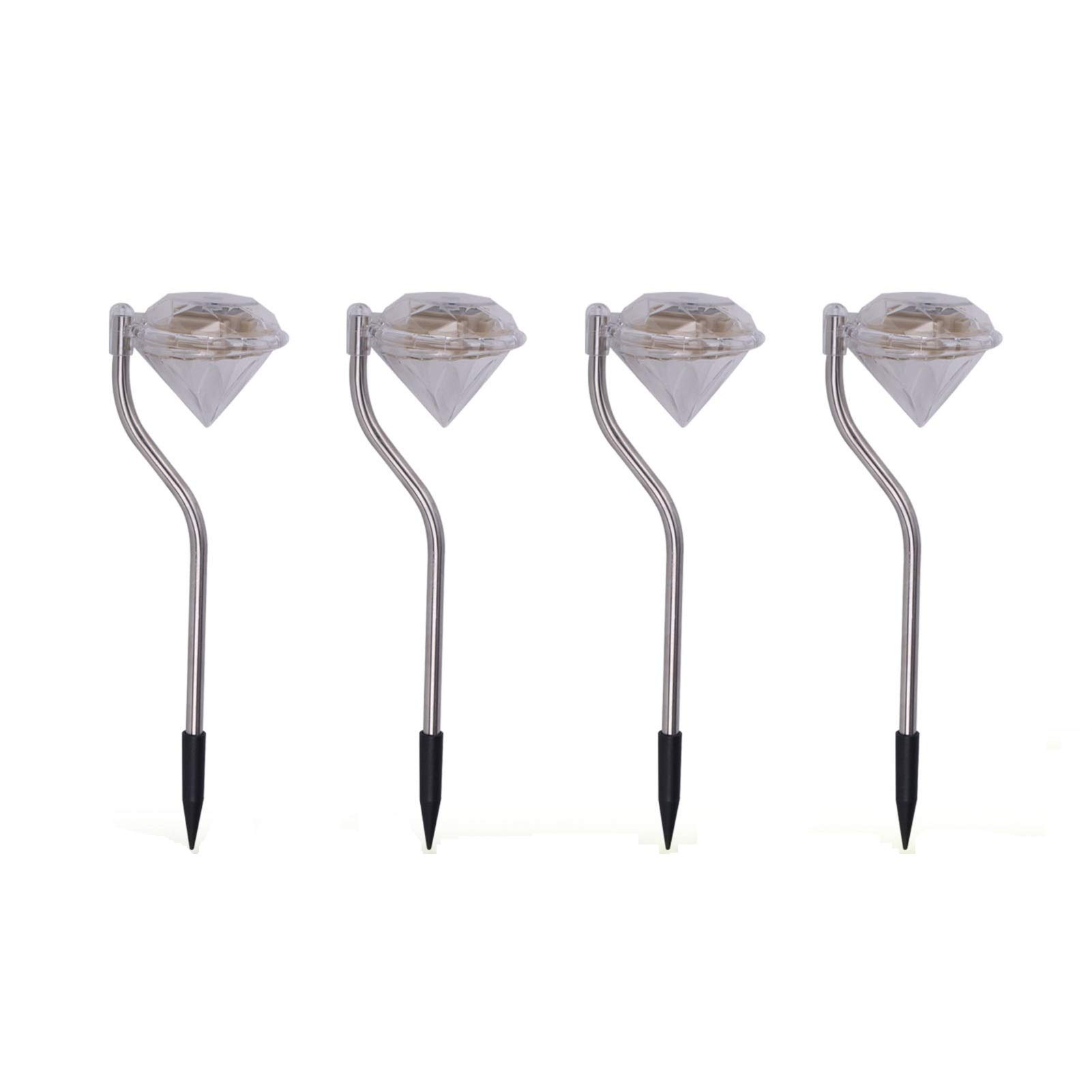 BALLSHOP 4 Pack Solar Stake Lights Outdoor Garden Lights IP65 Waterproof Solar Powered Pathway Lighting Auto On/Off for Lawn, Walkway, Patio, Yard, Driveway, Cool White