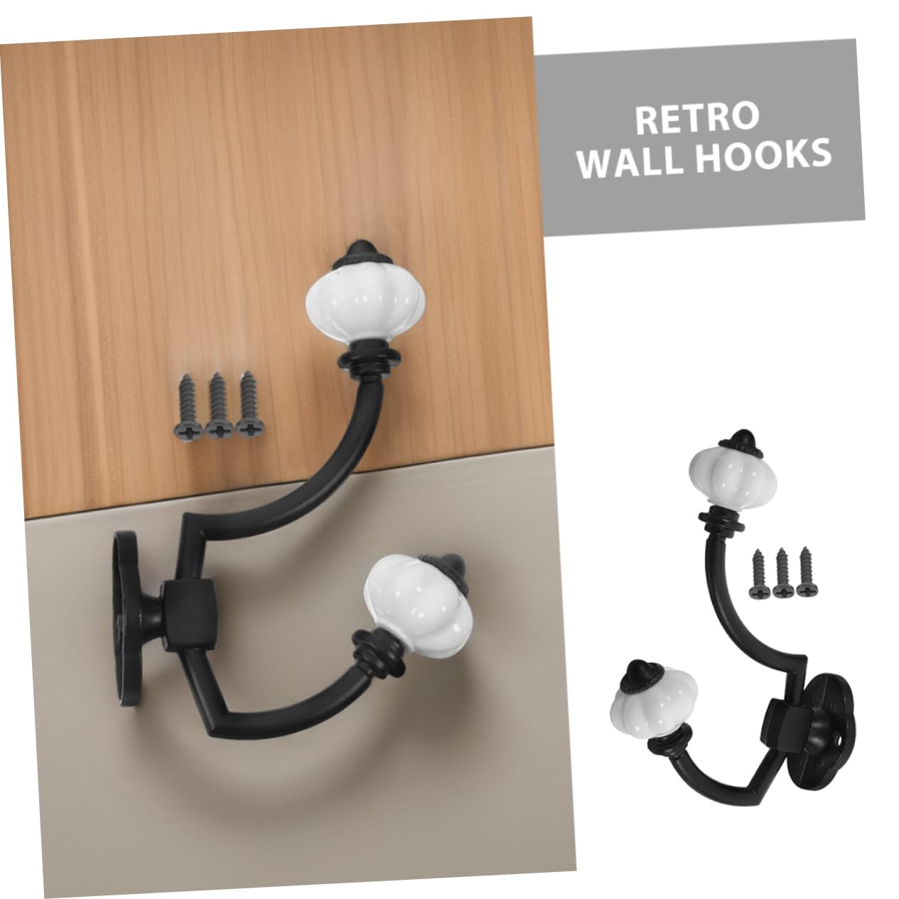 SHINEOFI Gancho de Pared Antiguo de Aleación de Zinc Negro 5 Piezas | Doble Punta, Diseño de Dos Cabezas, para Llaves y Bufandas, Dormitorios y Pasillos