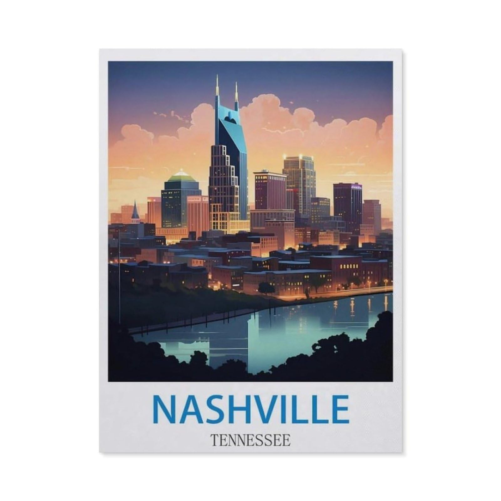 BEAYODKP Diamond Painting，Nashville Tennessee，Full Round Diamond Embroidery Kits Cross Stitch Crystal Rhinestone Pictures Arts Craft Home Wall Decoration（50 x 60 cm/19.68 x 23.62 inches）-CN92