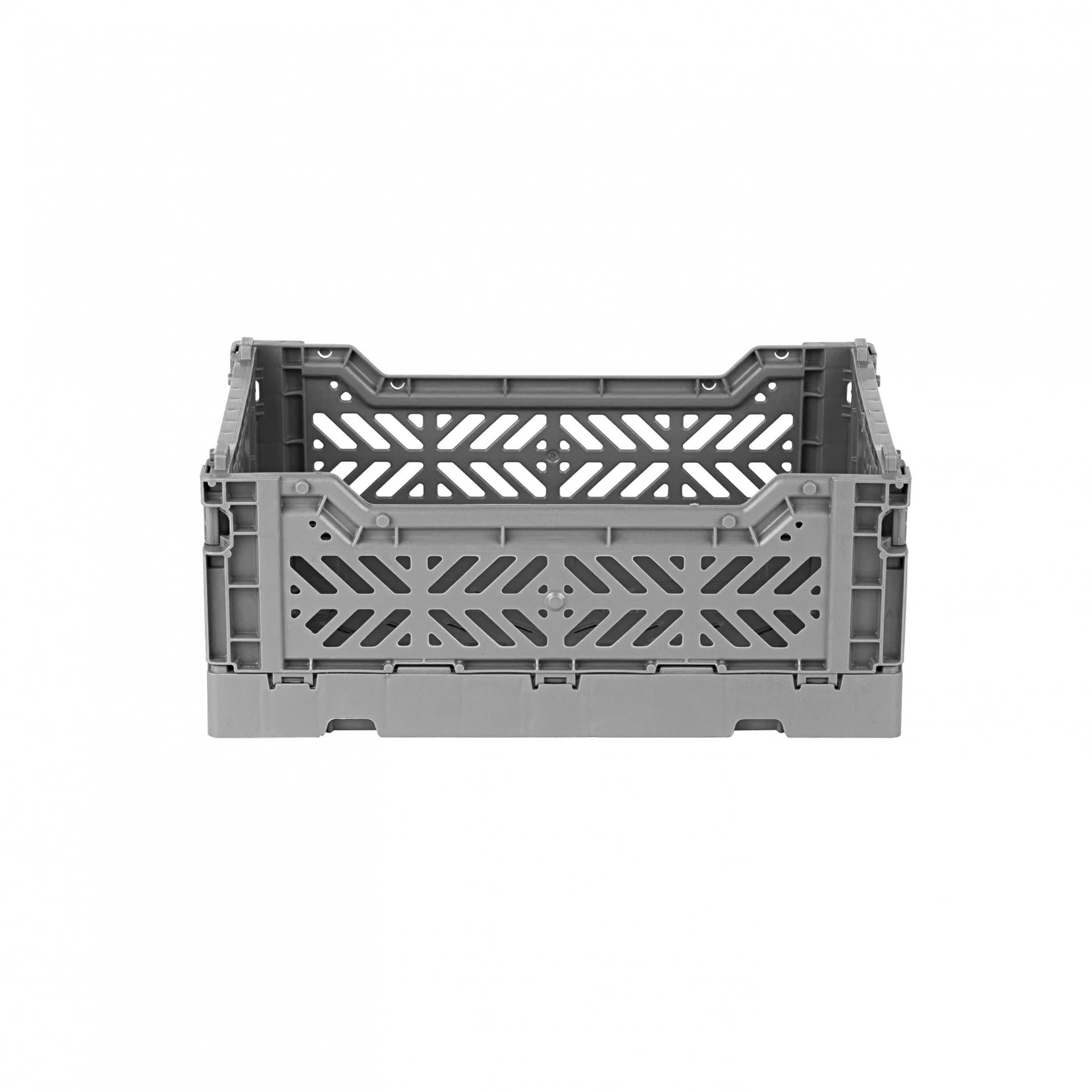 AYKASA Folding Crate, Sturdy Folding Box, Plastic, Stackable, Silver, Mini (27 x 17 x 11 cm), Mini (27x17x11cm) - Image 2
