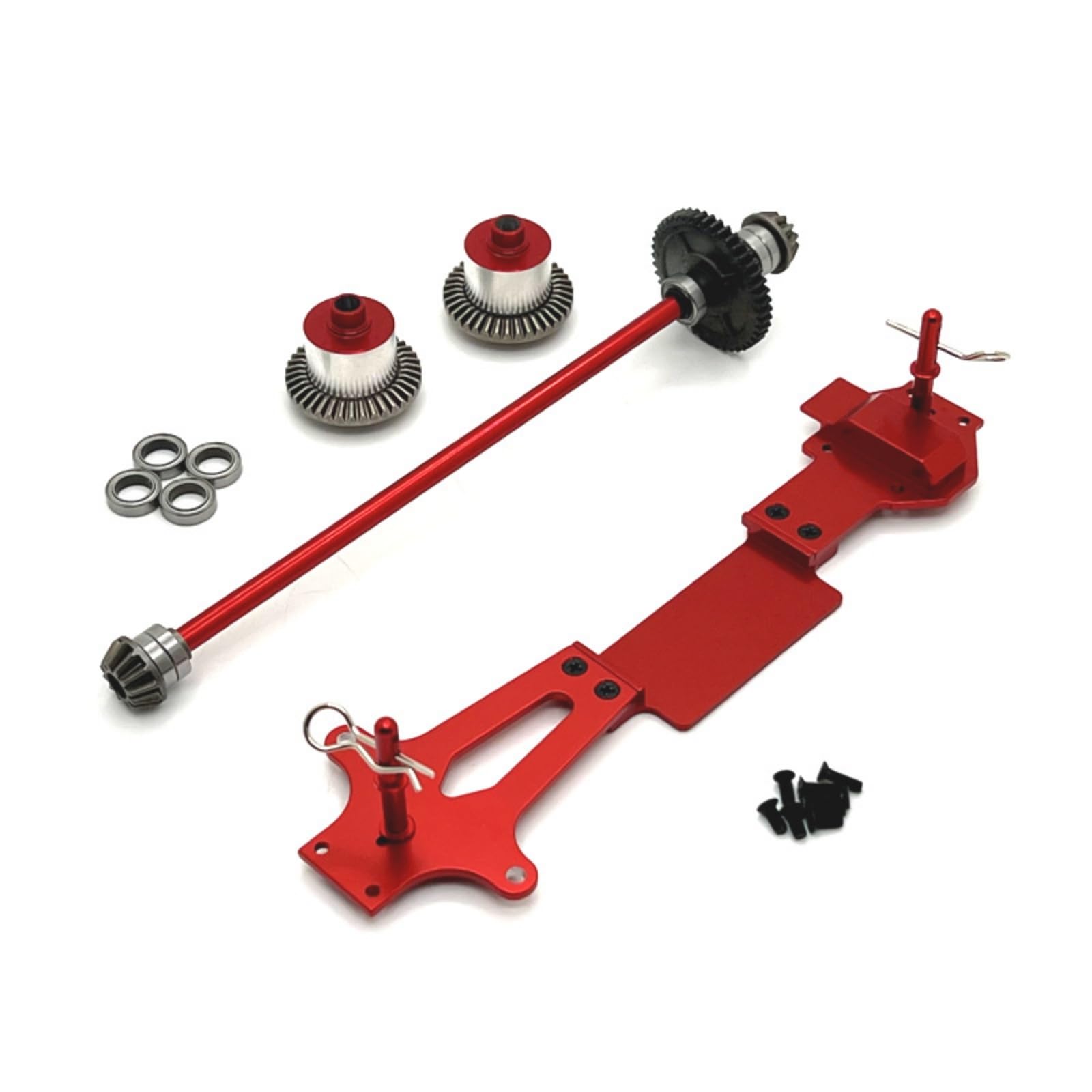 Componenti per Veicoli in Set Ricambi RC Kit Trasmissione Differenziale Cuscinetti Piastra Telaio in Lega di Alluminio 6061 per 1 14 Adatti a, Rosso