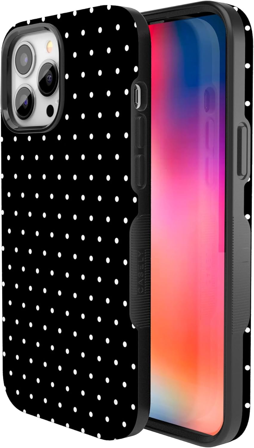 Casely iPhone 13 Pro Max Case | On the Dot | Black Polka Dot | Bold Protective Design | Compatible with MagSafe