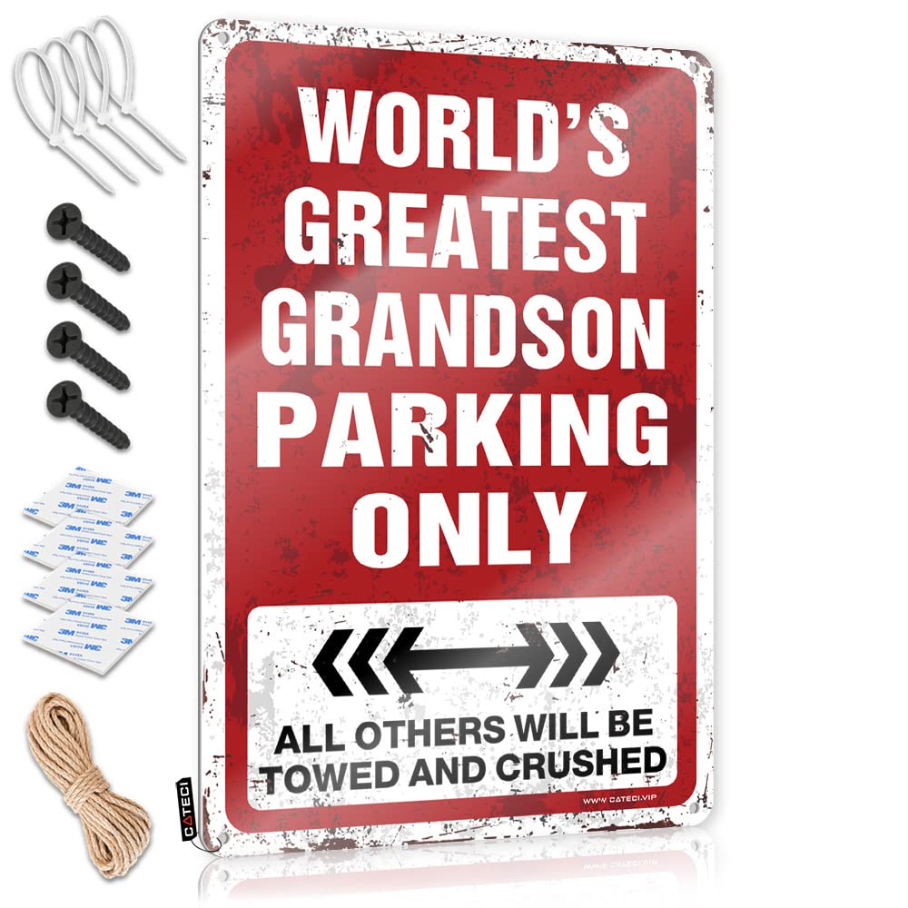 World's Greatest Grandson Parking Only Plaques Backyard Decor | Nostalgic Custom Decorative Wall Art(30X40CM)