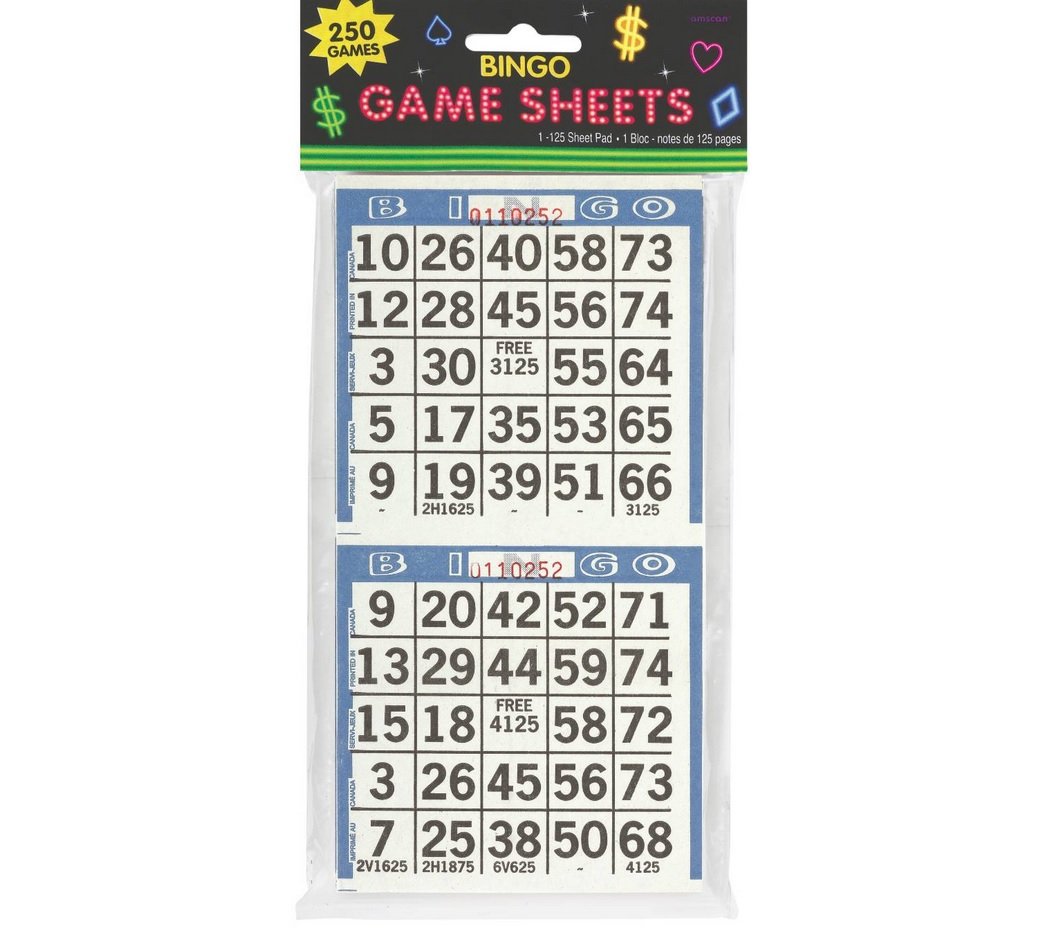 amscan Bingo Game Blast Multicolor Paper Sheets - 8" x 4" (125 Pc) - Ultimate Fun for Friends, Family & Parties