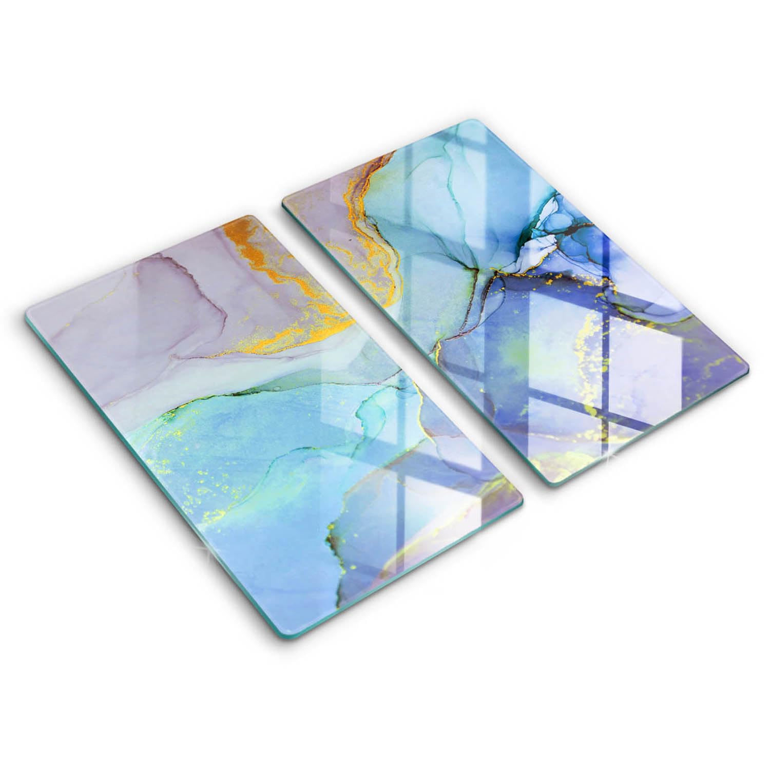 Planche à découper induction Wallfluent 2x30x52cm en verre pour protection de plaque Or de pierre