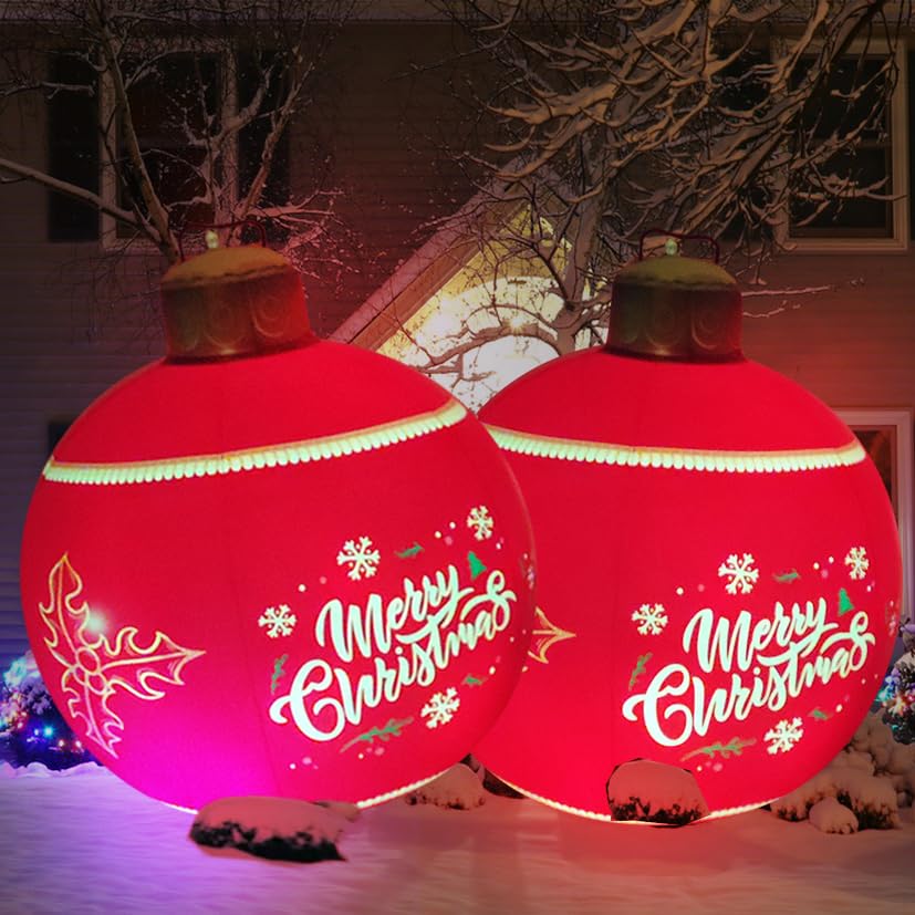 Boules de Noël gonflables phosphorescentes et télécommandées pour grand jardin extérieur