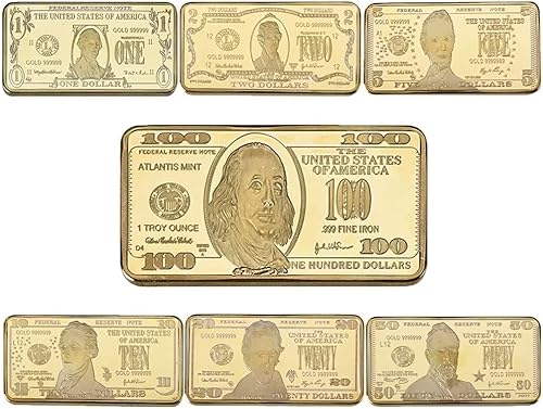 Miniatura 7 de 1987 Barra de oro de 2 dólares, lingote de oro de dólar chapado en oro simulado para pisapapeles película regalo novedad
